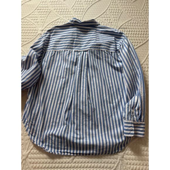 J.CREW Étienne oversized shirt in striped cotton poplin, Blue/White, Size L - Picture 2 of 8